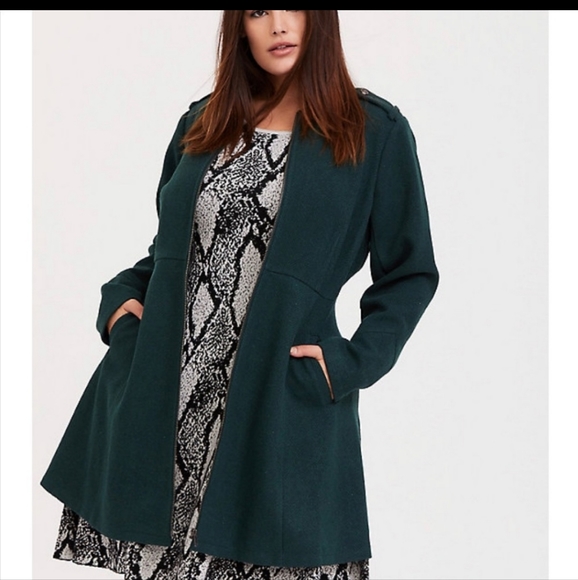 NWT torrid green herringbone woolen jacket - Picture 1 of 3